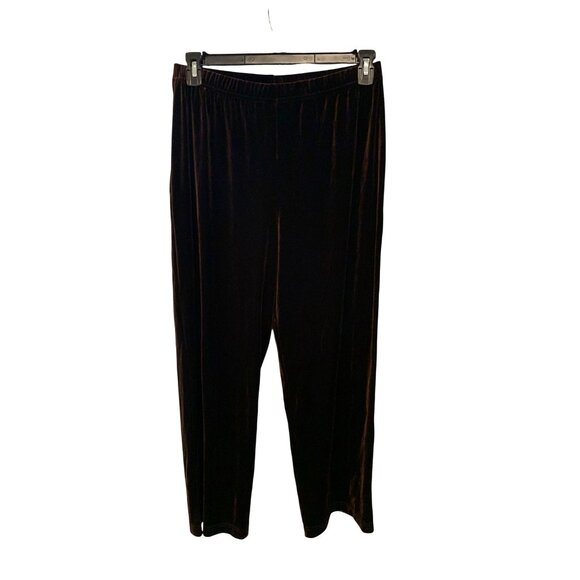 New Coldwater Creek Womens Size Large Velvet Pull On Pants Comfort Lounge Brown - Picture 1 of 5